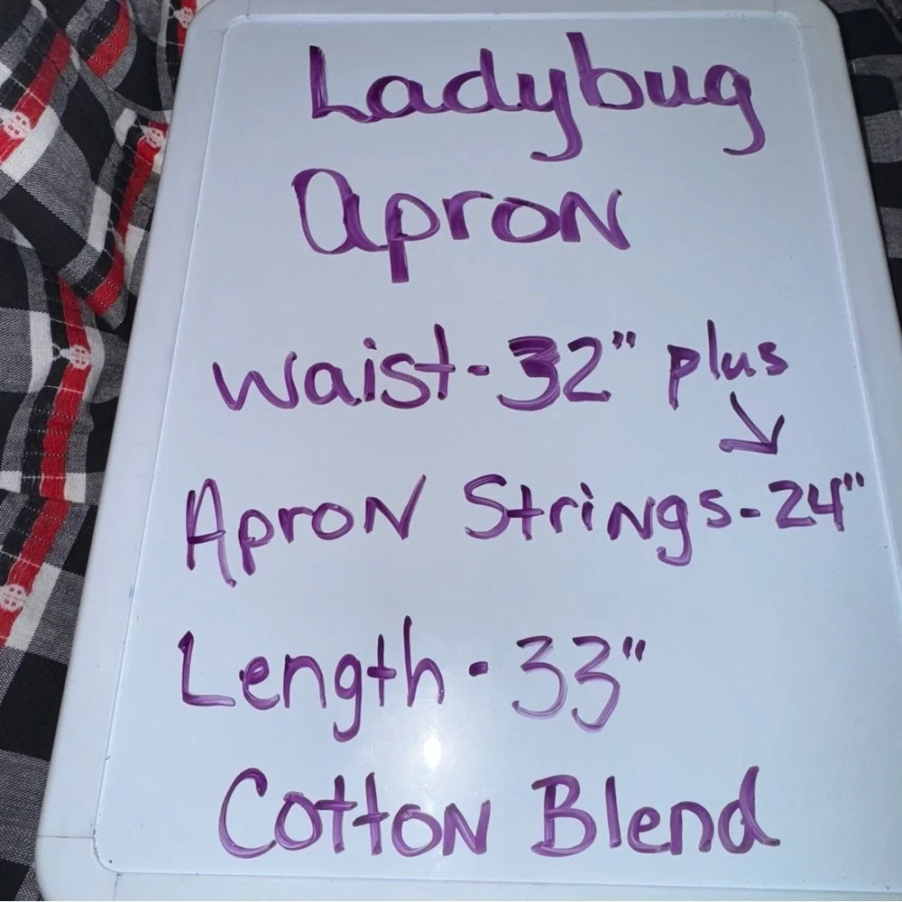 📌Ladybug Gingham Pinafore Smock Apron Black White Cotton Farmhouse Cottagecore